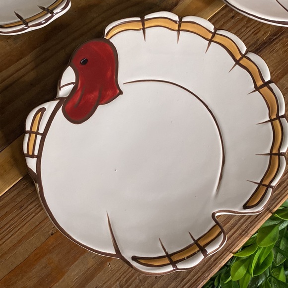 Pottery Barn Thanksgiving Turkey Gobble Appetizer/Dessert Plates in Wooden Box - Picture 11 of 16